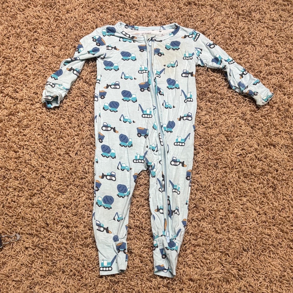 Posh Peanut Blue and Gray Kids Pajama One Piece